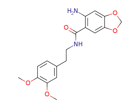 Molecular Structure of 125232-07-7 (6-Amino-benzo[1,3]dioxole-5-carboxylic acid [2-(3,4-dimethoxy-phenyl)-ethyl]-amide)
