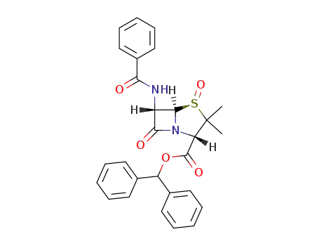 Molecular Structure of 73037-40-8 (6α-benzoylamino-1β-oxo-1λ<sup>4</sup>-penicillanic acid benzhydryl ester)