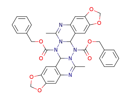 7,16-dimethyl-4b<i>H</i>,13b<i>H</i>-bis[1,3]dioxolo[4,5-<i>g</i>;4',5'-<i>g</i>'][1,2,4,5]tetrazino[1,6-<i>c</i>;4,3-<i>c</i>']diquinazoline-5,14-dicarboxylic acid dibenzyl ester