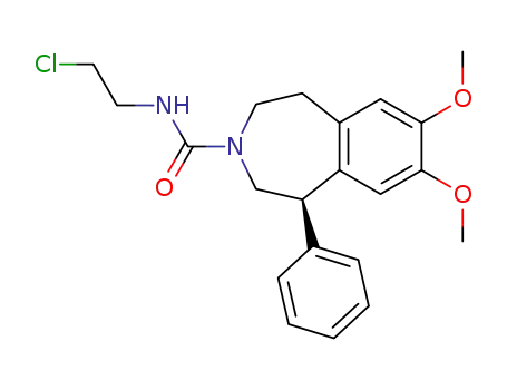 Molecular Structure of 132697-86-0 (3H-3-Benzazepine-3-carboxamide,
N-(2-chloroethyl)-1,2,4,5-tetrahydro-7,8-dimethoxy-1-phenyl-, (R)-)