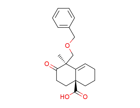 Molecular Structure of 88090-43-1 (4a(2H)-Naphthalenecarboxylic acid,
1,3,4,5,6,7-hexahydro-1-methyl-2-oxo-1-[(phenylmethoxy)methyl]-, cis-)