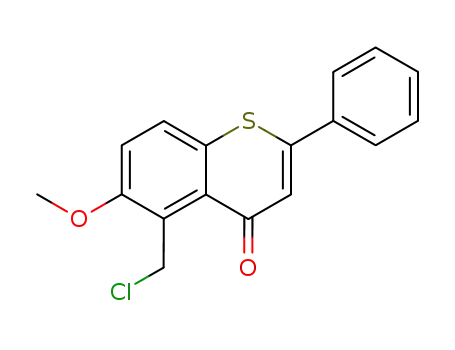 Molecular Structure of 93367-30-7 (5-(chloromethyl)-6-methoxy-2-phenyl-4H-thiochromen-4-one)