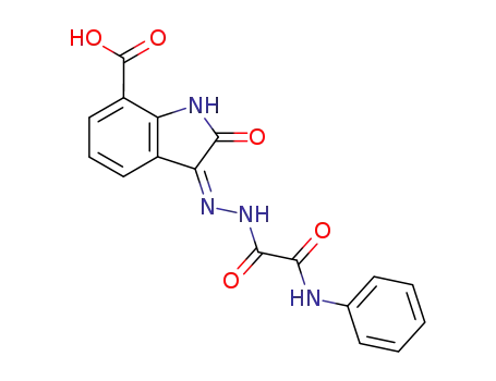 2-Oxo-3-(phenylaminooxalyl-hydrazono)-2,3-dihydro-1H-indole-7-carboxylic acid