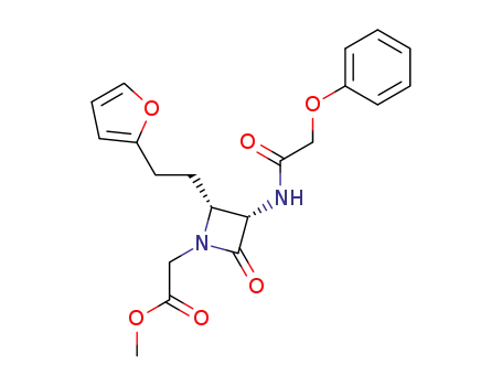 Molecular Structure of 131533-62-5 ([(2R,3S)-2-(2-Furan-2-yl-ethyl)-4-oxo-3-(2-phenoxy-acetylamino)-azetidin-1-yl]-acetic acid methyl ester)