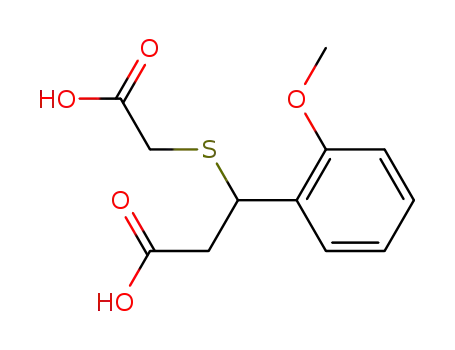 Molecular Structure of 75782-78-4 (3<(carboxy-methyl)thio>-3-(2-methoxyphenyl)propanoic acid)
