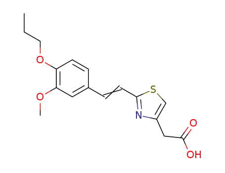 Molecular Structure of 99661-76-4 ({2-[(E)-2-(3-methoxy-4-propoxyphenyl)ethenyl]-1,3-thiazol-4-yl}acetic acid)
