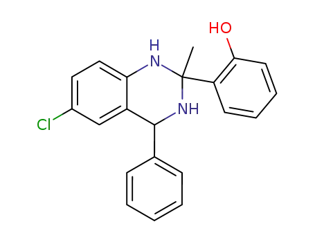 Molecular Structure of 84571-56-2 (Phenol,
2-(6-chloro-1,2,3,4-tetrahydro-2-methyl-4-phenyl-2-quinazolinyl)-)