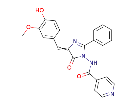 Molecular Structure of 139597-01-6 (4-Pyridinecarboxamide,
N-[4,5-dihydro-4-[(4-hydroxy-3-methoxyphenyl)methylene]-5-oxo-2-phen
yl-1H-imidazol-1-yl]-)