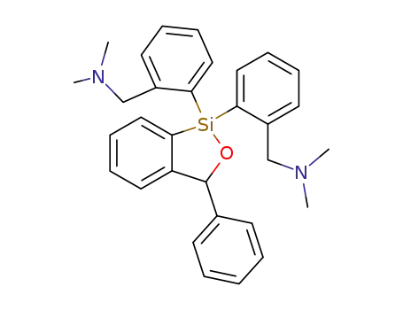 Molecular Structure of 143504-49-8 (Benzenemethanamine,
2,2'-(3-phenyl-2,1-benzoxasilol-1(3H)-ylidene)bis[N,N-dimethyl-)