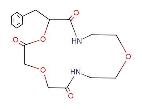 Molecular Structure of 74229-37-1 (1,4,10-Trioxa-7,13-diazacyclopentadecane-2,6,14-trione,
15-(phenylmethyl)-)