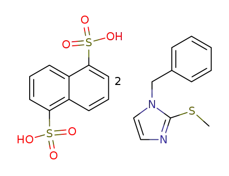 Molecular Structure of 129748-94-3 (Naphthalene-1,5-disulfonic acid; compound with 1-benzyl-2-methylsulfanyl-1H-imidazole)