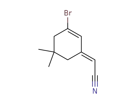 Molecular Structure of 76399-19-4 ((E)-3-bromo-5,5-dimethyl-2-cyclohexenylidene acetonitrile)