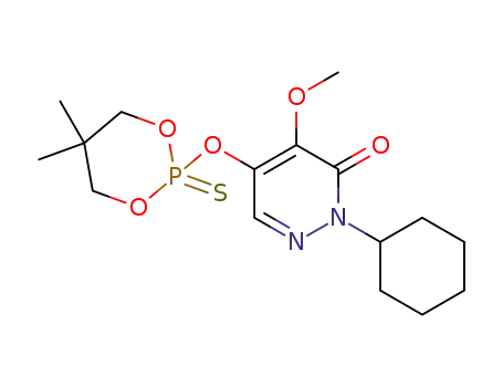 Molecular Structure of 76105-55-0 (2-Cyclohexyl-5-[(5,5-dimethyl-2-sulfido-1,3,2-dioxaphosphinan-2-yl)oxy]-4-methoxypyridazin-3(2H)-one)
