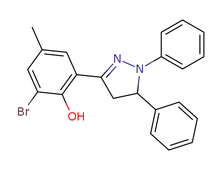 Molecular Structure of 37689-58-0 (Phenol, 2-bromo-6-(4,5-dihydro-1,5-diphenyl-1H-pyrazol-3-yl)-4-methyl-)