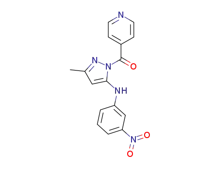 Molecular Structure of 130088-00-5 ([3-Methyl-5-(3-nitro-phenylamino)-pyrazol-1-yl]-pyridin-4-yl-methanone)
