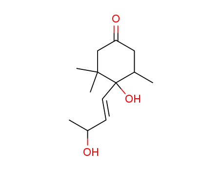 Molecular Structure of 142173-08-8 (Cyclohexanone, 4-hydroxy-4-(3-hydroxy-1-butenyl)-3,3,5-trimethyl-)