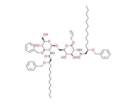 (R)-3-Benzyloxy-tetradecanoic acid {(2R,3R,4R,5S,6R)-2-[(2R,3S,4R,5R,6R)-6-allyloxy-5-((R)-3-benzyloxy-tetradecanoylamino)-3,4-dihydroxy-tetrahydro-pyran-2-ylmethoxy]-4-benzyloxy-5-hydroxy-6-hydroxymethyl-tetrahydro-pyran-3-yl}-amide