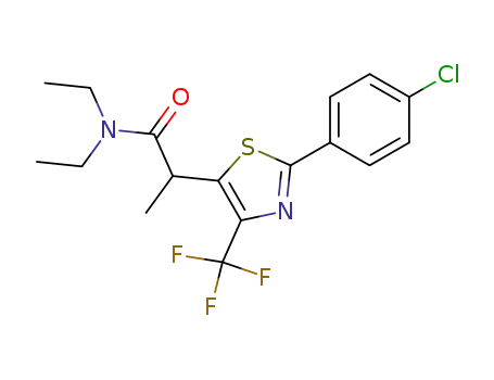 Molecular Structure of 116672-17-4 (2-<2-(4-Chlorphenyl)-4-(trifluormethyl)thiazol-5-yl>propansaeure-diethylamid)