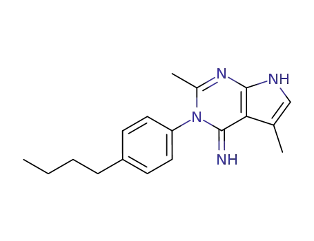 Molecular Structure of 88366-19-2 (3-(4-butylphenyl)-2,5-dimethyl-3H-pyrrolo[2,3-d]pyrimidin-4-amine)