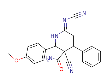 3-Cyano-6-[(E)-cyanoimino]-2-(4-methoxy-phenyl)-4-phenyl-piperidine-3-carboxylic acid amide