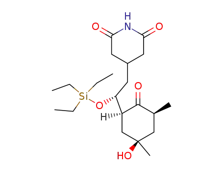 Molecular Structure of 131057-05-1 (4-[(R)-2-((1S,3S,5R)-5-Hydroxy-3,5-dimethyl-2-oxo-cyclohexyl)-2-triethylsilanyloxy-ethyl]-piperidine-2,6-dione)