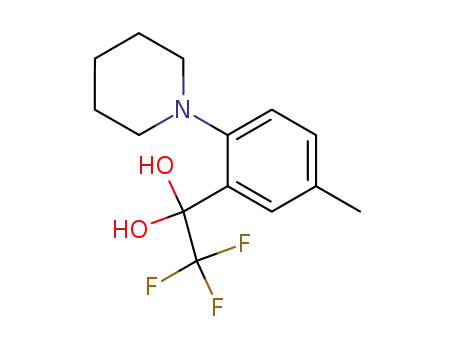Molecular Structure of 88320-34-7 (1,1-Ethanediol, 2,2,2-trifluoro-1-[5-methyl-2-(1-piperidinyl)phenyl]-)