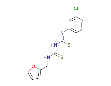 Molecular Structure of 88352-33-4 (Carbamimidothioic acid,N-(3-chlorophenyl)-N'-[[(2-furanylmethyl)amino]thioxomethyl]-, methylester)