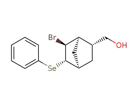 Molecular Structure of 135560-60-0 (((1R,2R,4R,5S,6S)-6-Bromo-5-phenylselanyl-bicyclo[2.2.1]hept-2-yl)-methanol)
