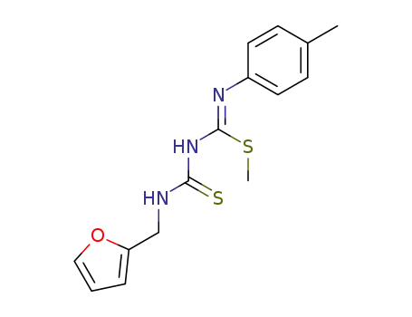 Molecular Structure of 88352-26-5 (Carbamimidothioic acid,N-[[(2-furanylmethyl)amino]thioxomethyl]-N'-(4-methylphenyl)-, methylester)