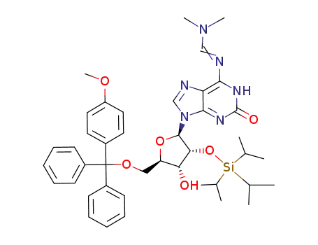 6-(<(dimethylamino)methylidene>amino)-1,9-dihydro-9-(5'-O-(4-methoxytriphenylmethyl)-2'-O-<tris(1-methylethyl)silyl>-β-D-ribofuranosyl)-2H-purin-2-one