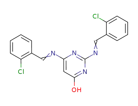 Molecular Structure of 137205-96-0 (4(1H)-Pyrimidinone, 2,6-bis[[(2-chlorophenyl)methylene]amino]-)