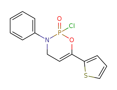 2H-1,3,2-Oxazaphosphorine,
2-chloro-3,4-dihydro-3-phenyl-6-(2-thienyl)-, 2-oxide