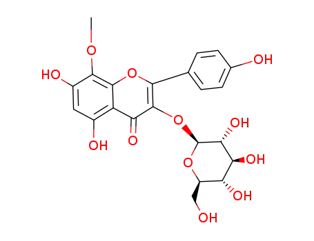 Molecular Structure of 94035-83-3 (3,5,7,4'-tetrahydroxy-8-methoxyflavone-3-O-β-D-glucopyranoside)
