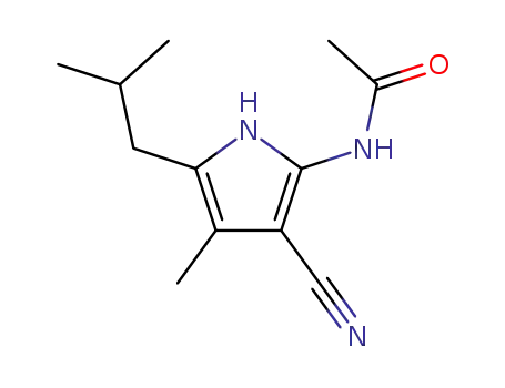 Molecular Structure of 63499-89-8 (Acetamide, N-[3-cyano-4-methyl-5-(2-methylpropyl)-1H-pyrrol-2-yl]-)