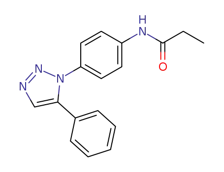 Molecular Structure of 89779-02-2 (Propanamide, N-[4-(5-phenyl-1H-1,2,3-triazol-1-yl)phenyl]-)