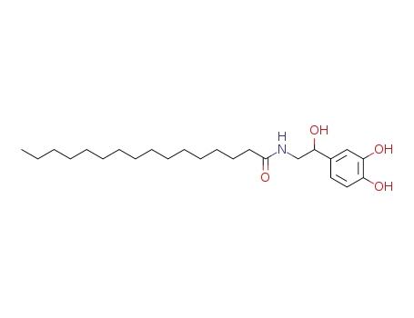Molecular Structure of 74064-89-4 (Hexadecanamide, N-[2-(3,4-dihydroxyphenyl)-2-hydroxyethyl]-)