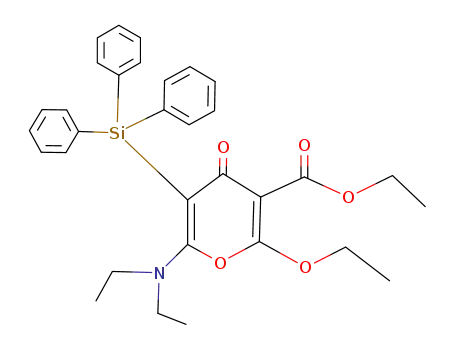 6-(Diethylamino)-2-ethoxy-4-oxo-5-(triphenylsilyl)-4H-pyran-3-carbonsaeure-ethylester