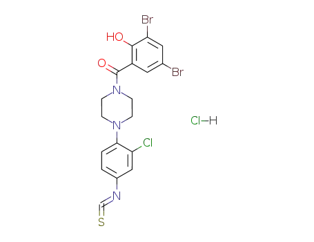 Piperazine,
1-(2-chloro-4-isothiocyanatophenyl)-4-(3,5-dibromo-2-hydroxybenzoyl)-,
monohydrochloride