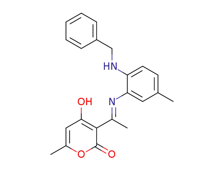 3-{1-[(E)-2-Benzylamino-5-methyl-phenylimino]-ethyl}-4-hydroxy-6-methyl-pyran-2-one