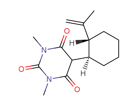 Molecular Structure of 111998-21-1 (1,3-dimethyl-5-<2-(1-methylethenyl)cyclohexyl>-1,3-pyrimidine-2,4,6(1H,3H,5H)-trione)