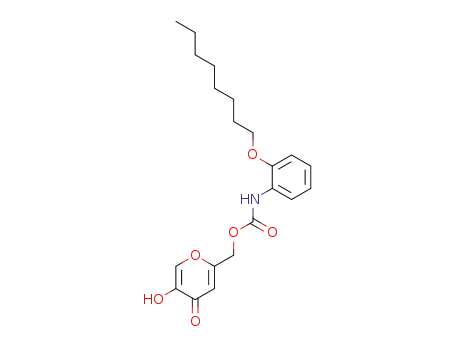 Molecular Structure of 139109-12-9 (Carbamic acid, [2-(octyloxy)phenyl]-,
(5-hydroxy-4-oxo-4H-pyran-2-yl)methyl ester)