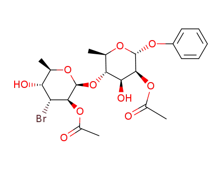 Molecular Structure of 76404-49-4 (Phenyl-2-O-acetyl-4-O-(2-O-acetyl-3-brom-3,6-didesoxy-β-D-altropyranosyl)-6-desoxy-α-D-mannopyranosid)