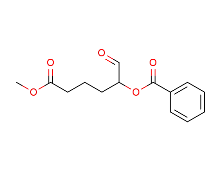 Molecular Structure of 80081-24-9 (Hexanoic acid, 5-(benzoyloxy)-6-oxo-, methyl ester)