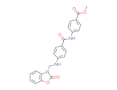 Molecular Structure of 88351-76-2 (Benzoic acid,
4-[[4-[[(2-oxo-3(2H)-benzoxazolyl)methyl]amino]benzoyl]amino]-, methyl
ester)