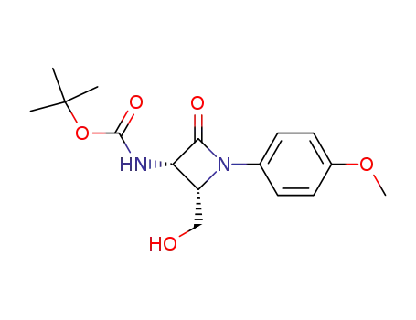 Carbamic acid,
[2-(hydroxymethyl)-1-(4-methoxyphenyl)-4-oxo-3-azetidinyl]-,
1,1-dimethylethyl ester, cis-