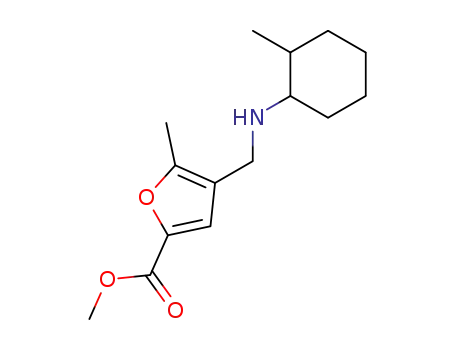 Molecular Structure of 108654-84-8 (5-Methyl-4-[(2-methyl-cyclohexylamino)-methyl]-furan-2-carboxylic acid methyl ester)