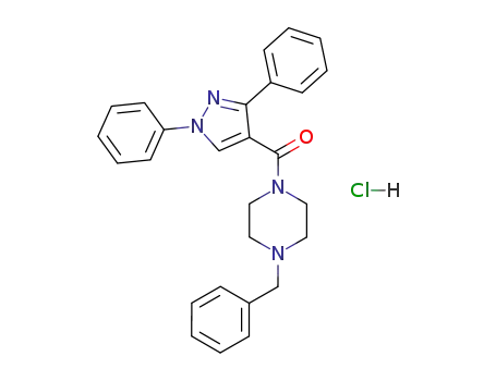 Molecular Structure of 125103-41-5 (1-benzyl-4-[(1,3-diphenyl-1H-pyrazol-4-yl)carbonyl]piperazine hydrochloride)
