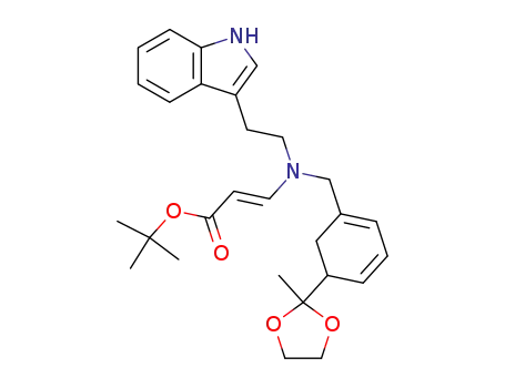 Molecular Structure of 87393-27-9 ((E)-3-{[2-(1H-Indol-3-yl)-ethyl]-[5-(2-methyl-[1,3]dioxolan-2-yl)-cyclohexa-1,3-dienylmethyl]-amino}-acrylic acid tert-butyl ester)