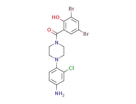 Molecular Structure of 94012-06-3 (Piperazine,
1-(4-amino-2-chlorophenyl)-4-(3,5-dibromo-2-hydroxybenzoyl)-)