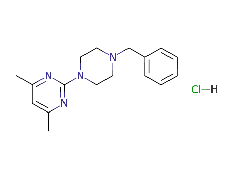 Molecular Structure of 88268-18-2 (Pyrimidine, 4,6-dimethyl-2-[4-(phenylmethyl)-1-piperazinyl]-,
monohydrochloride)